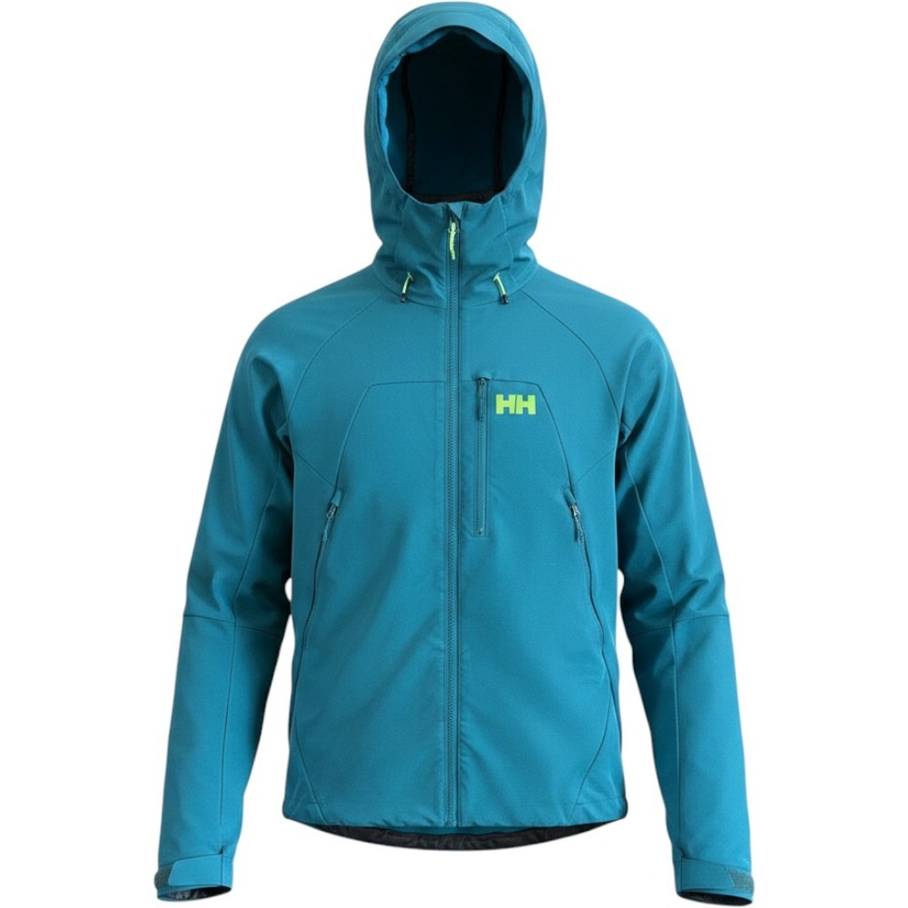 Helly Hansen Paramount Series Softshell Jacket Teal Blue Mens Large Hooded HH